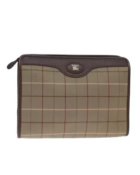 Canvas Khaki Clutch Bag with Nova Check Pattern - Vintage Condition