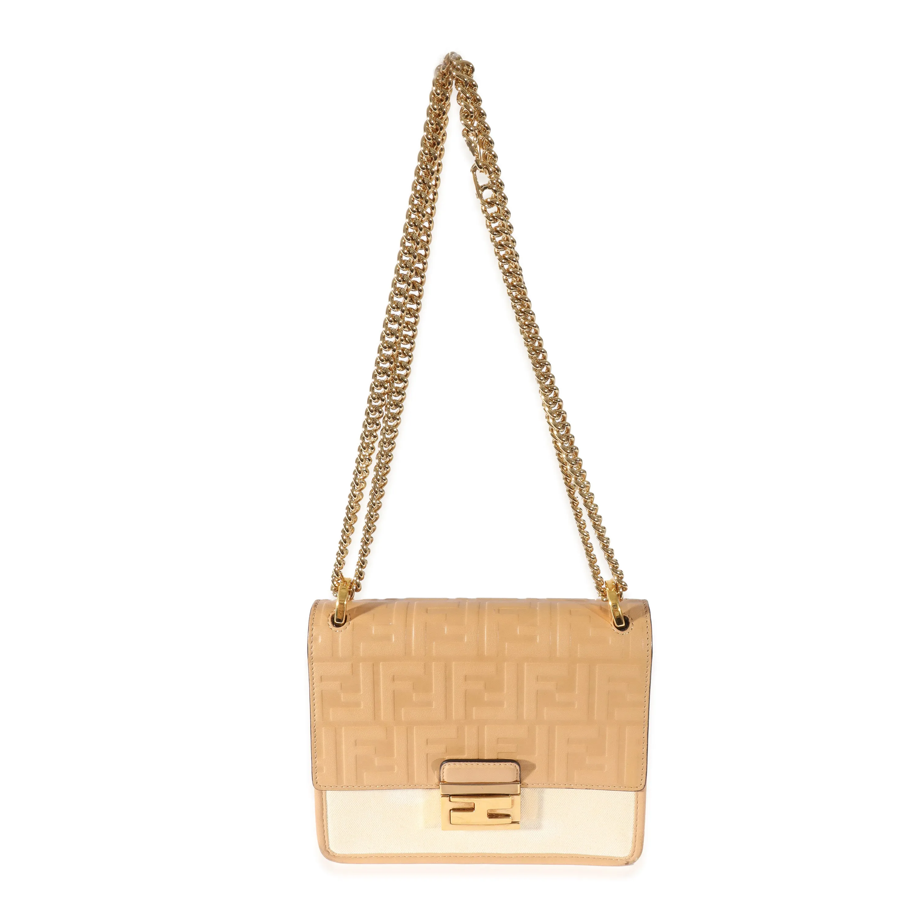 Canvas Leather Beige Zucca Small U Kan Chain Bag