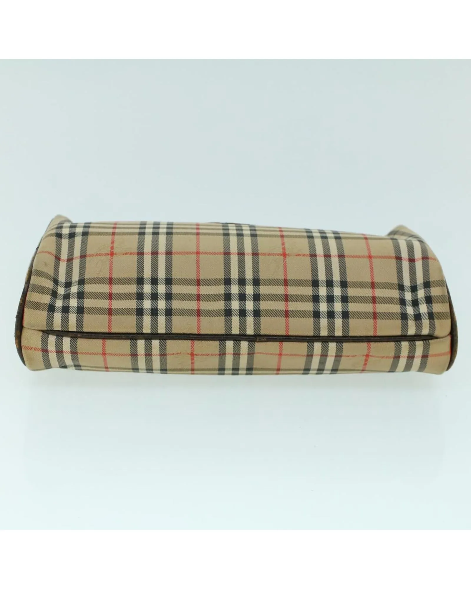 Canvas Leather Check Clutch Bag