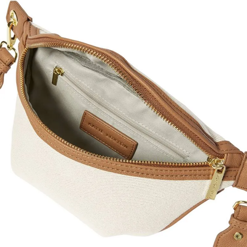 Capri Canvas Belt Bag in Tan and Off White