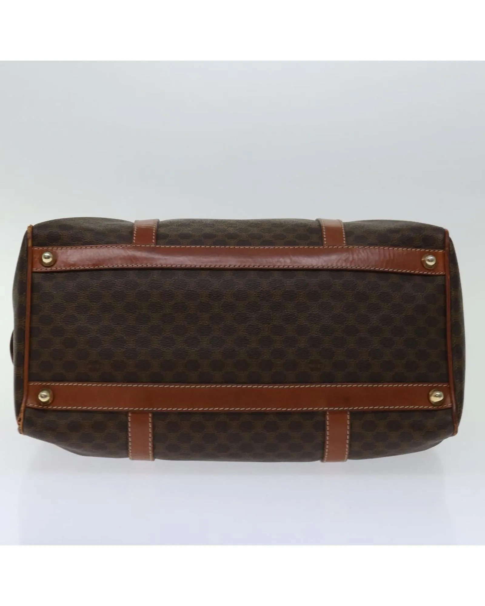 CELINE Boston Bag Brown Leather Monogram Vintage