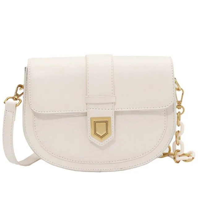 Chic CrocSaddle Retro Leather Crossbody Shoulder Bag