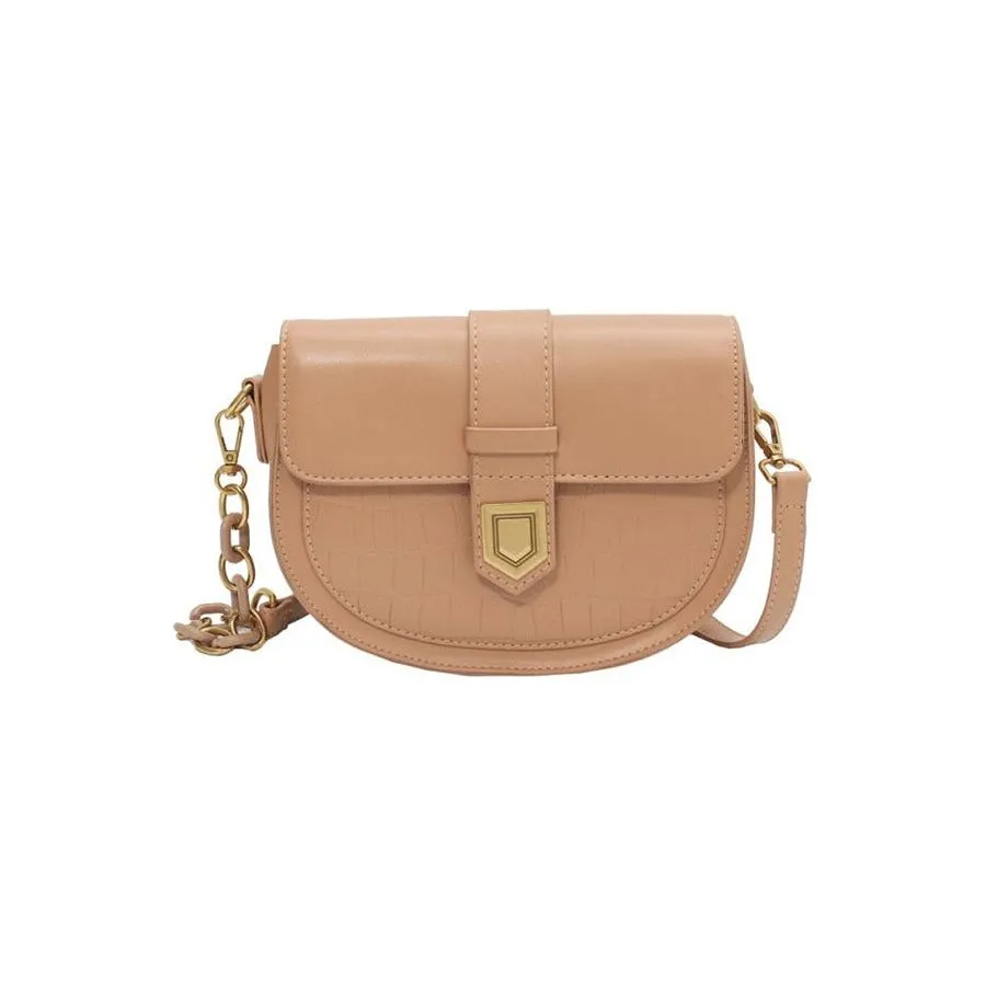 Chic CrocSaddle Retro Leather Crossbody Shoulder Bag