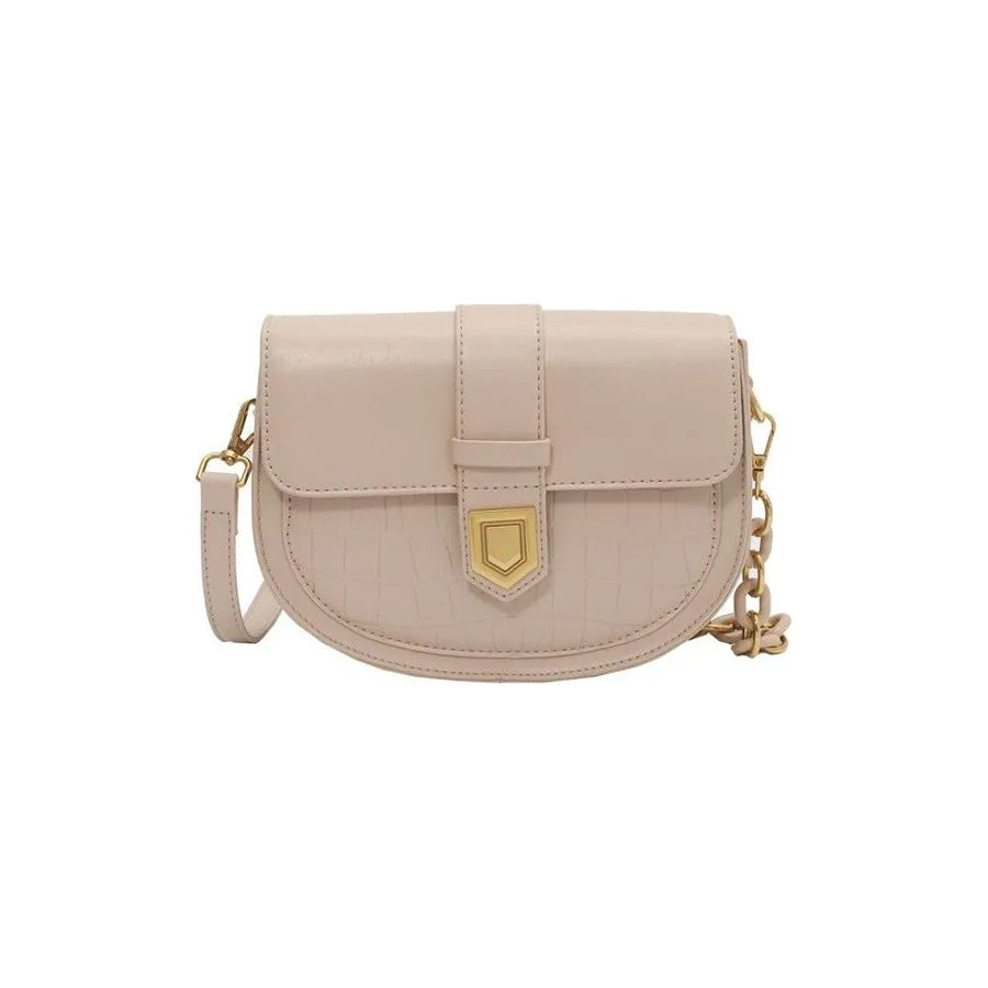 Chic CrocSaddle Retro Leather Crossbody Shoulder Bag