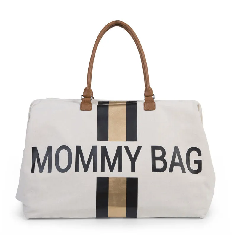 Childhome Mommy Bag Big Canvas Off White Stripes Black/Gold