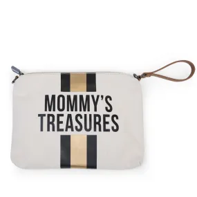 Childhome Mommy Clutch Canvas Off White Stripes Black/Gold