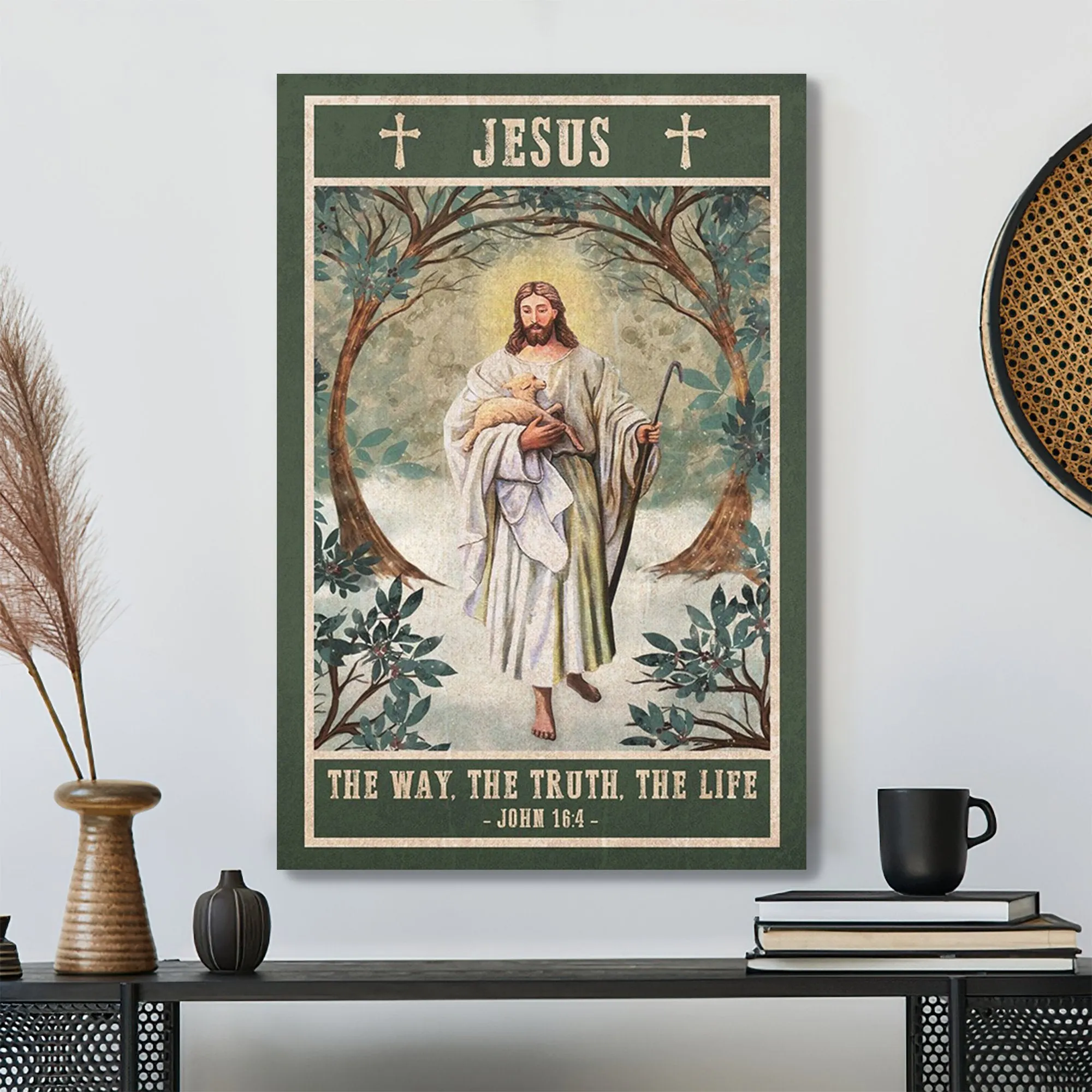 Christian Canvas Art - God And Lamb - Unique Christian Canvas - Scripture Canvas - Ciaocustom