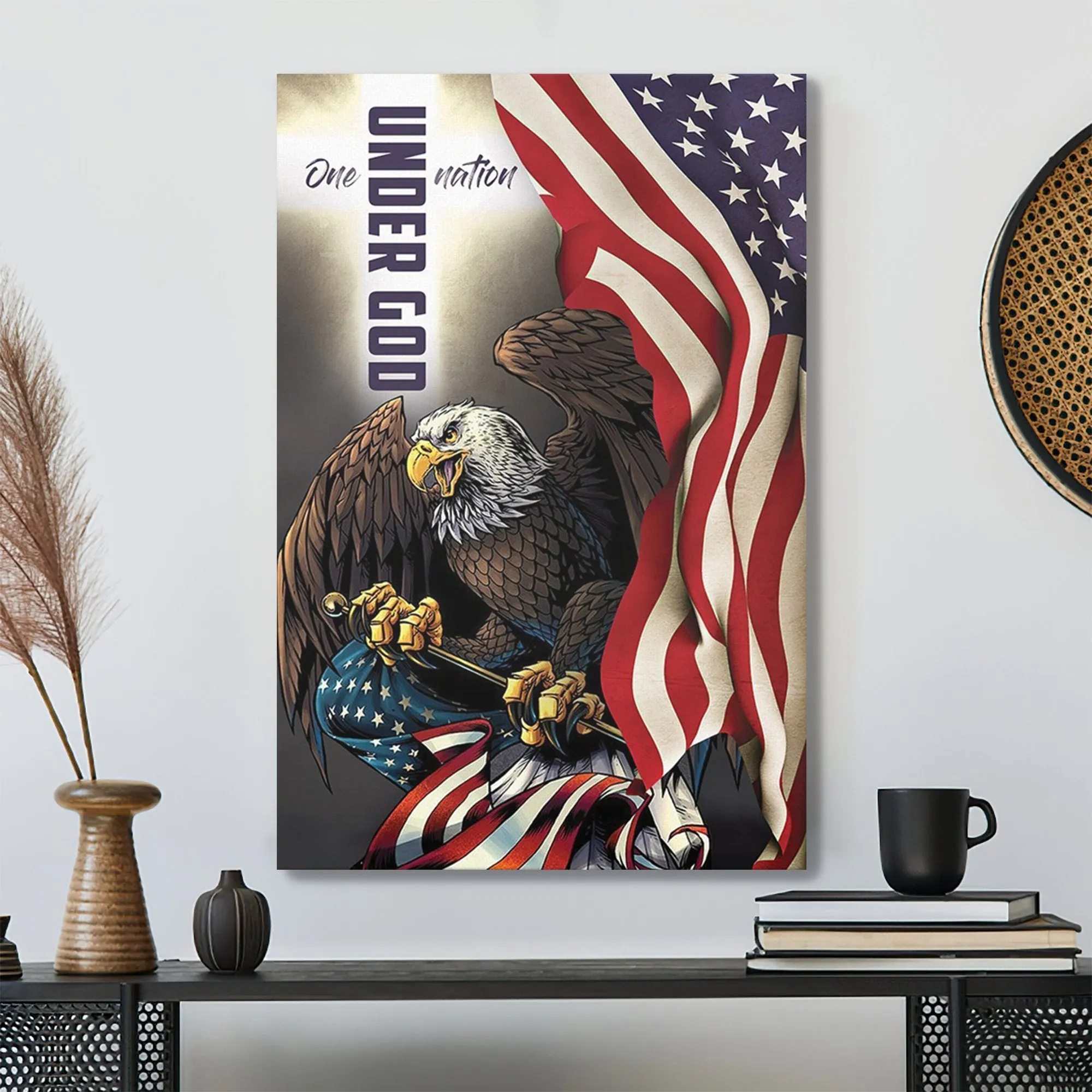 Christian Canvas Art - God Bless America - Unique Eagle Christian Canvas - Scripture Canvas - Ciaocustom