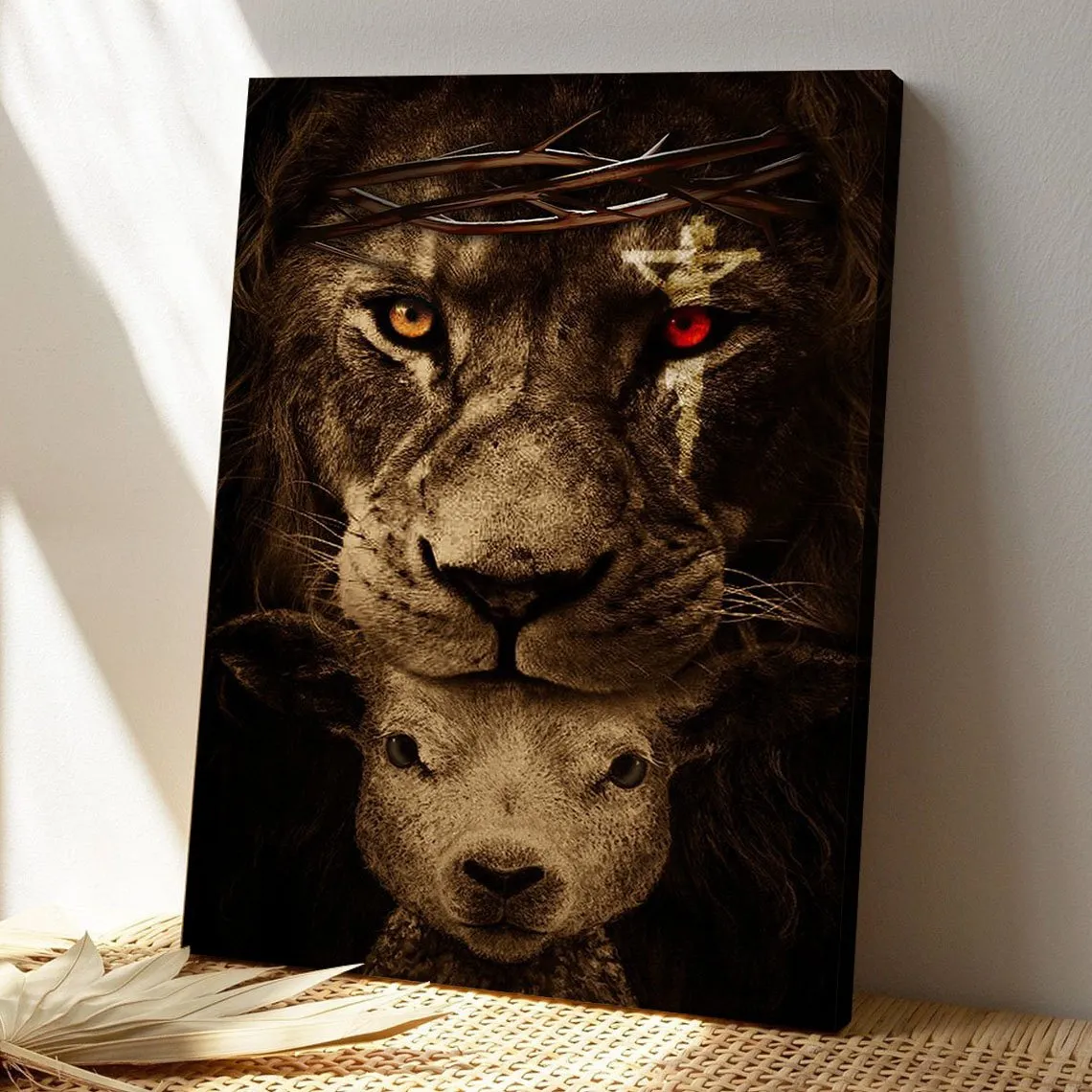 Christian Canvas Art - Unique Lion And Lamb Canvas - Scripture Canvas - Ciaocustom