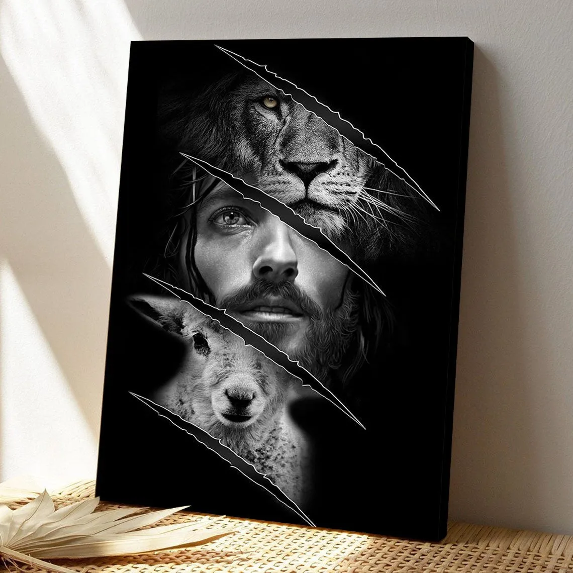 Christian Canvas Art - Unique Lion And Lamb Christian Canvas - Scripture Canvas - Ciaocustom