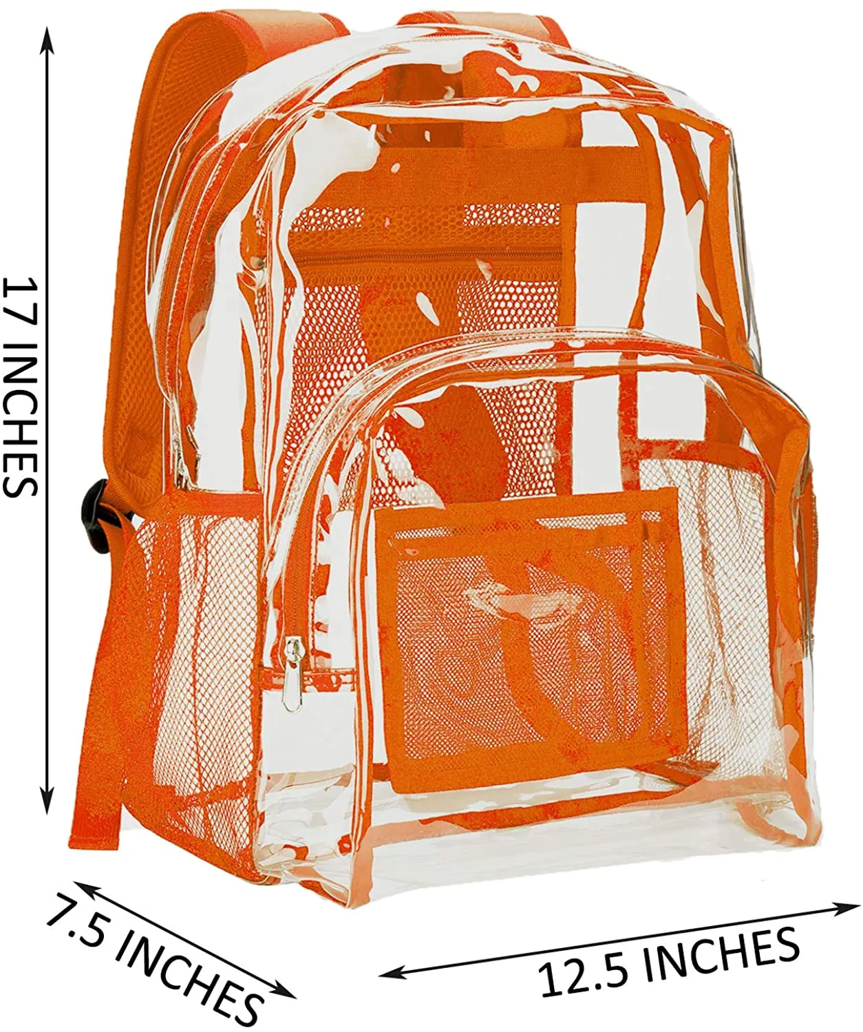 Classic Designs Orange Durable Heavy Duty Clear Backpack