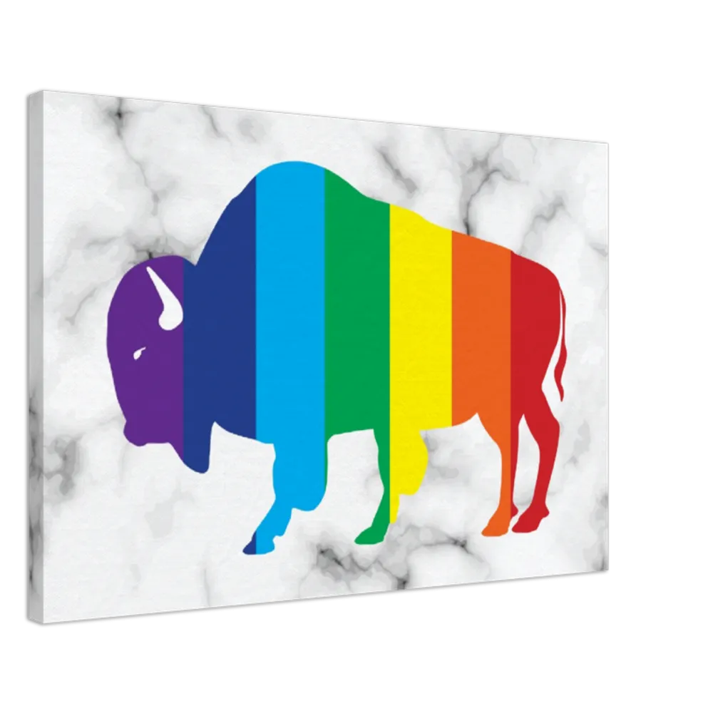 Classic Rainbow Buffalo Canvas - WHITE