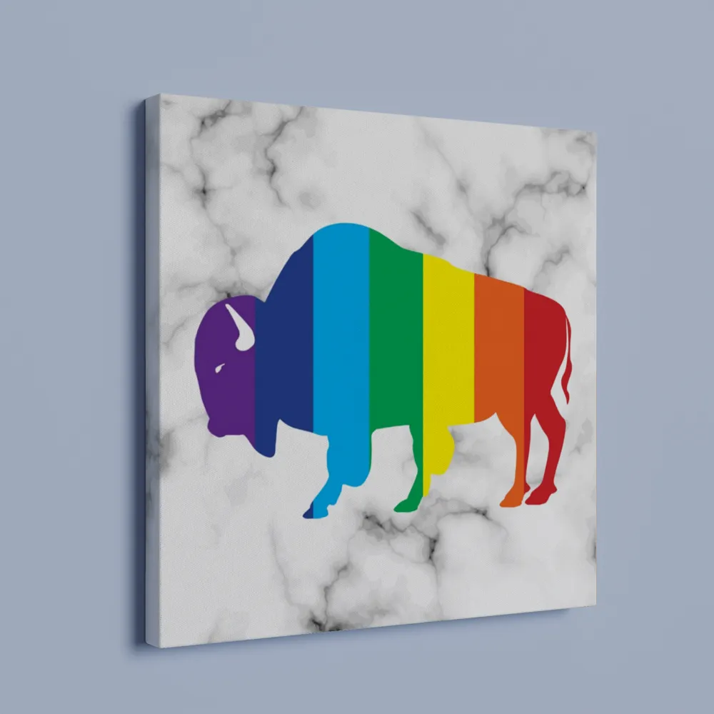 Classic Rainbow Buffalo Canvas - WHITE