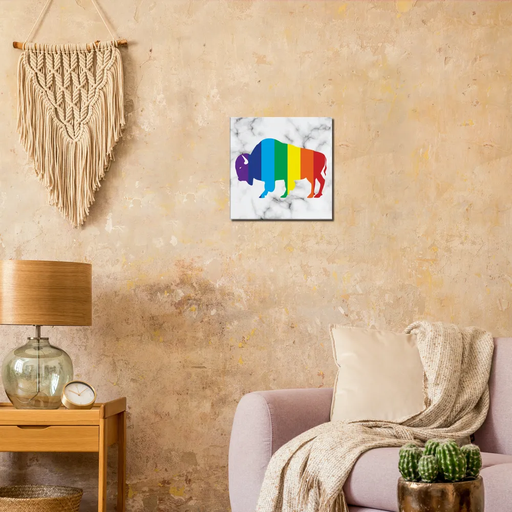 Classic Rainbow Buffalo Canvas - WHITE