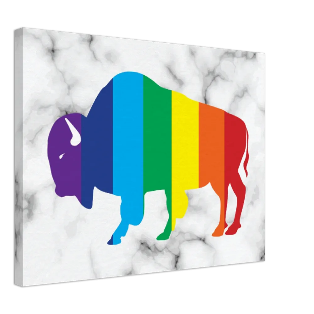 Classic Rainbow Buffalo Canvas - WHITE