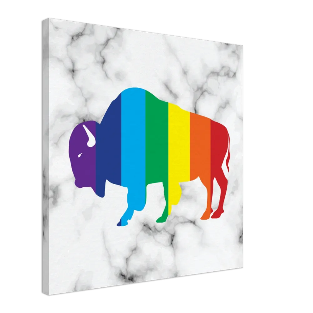 Classic Rainbow Buffalo Canvas - WHITE