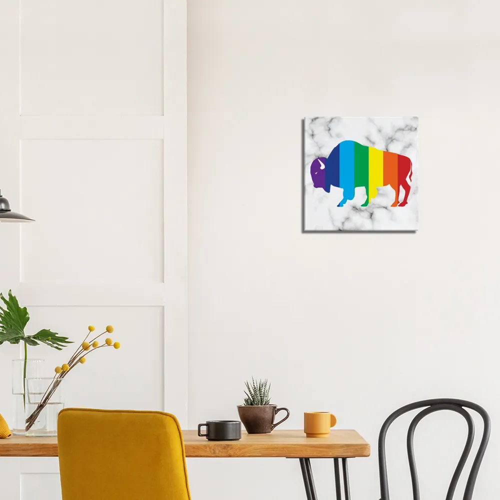 Classic Rainbow Buffalo Canvas - WHITE