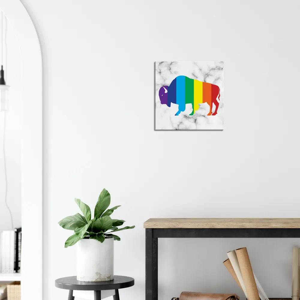 Classic Rainbow Buffalo Canvas - WHITE