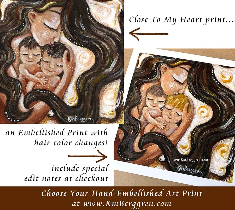 Close To My Heart - Mommy & Two Sons Art Print