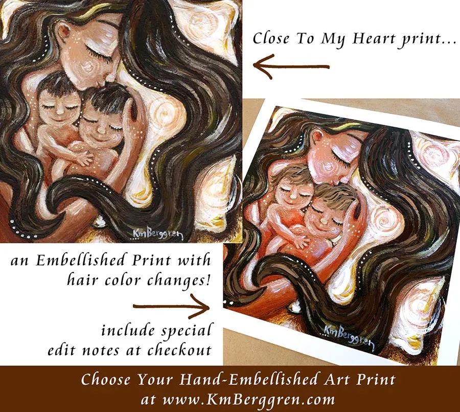 Close To My Heart - Mommy & Two Sons Art Print