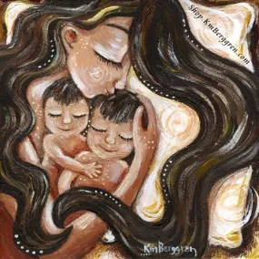 Close To My Heart - Mommy & Two Sons Art Print