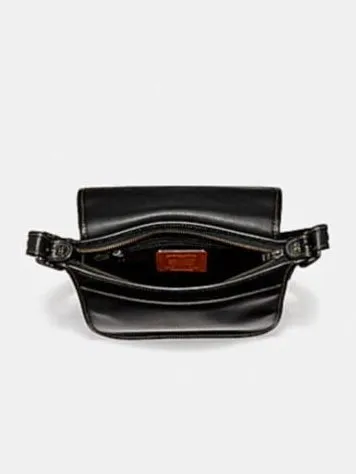 Coach Leather Patricia 241 Black Saddle With Car Crossbody Bag Black F22812