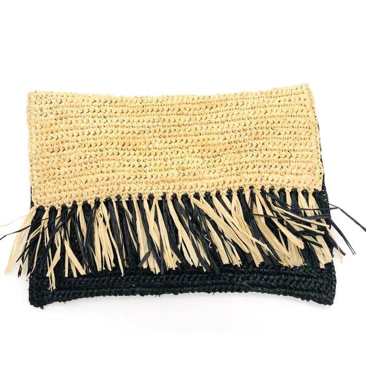 Coco Fringe Crochet Straw Clutch (several colors)