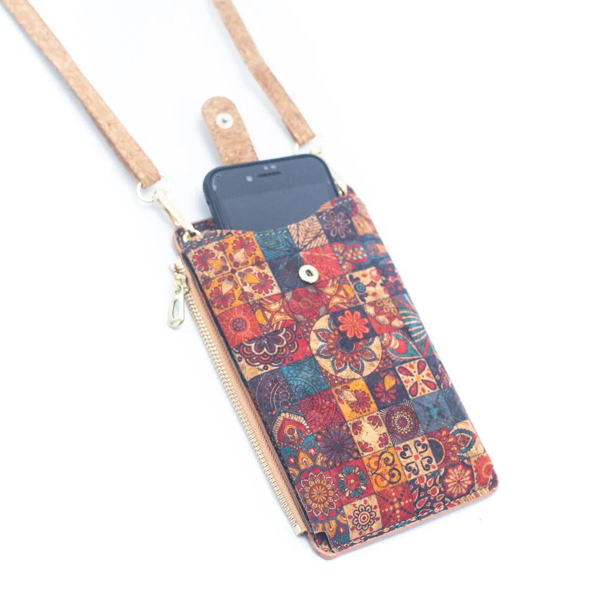 Cork Floral Patterned Phone Crossbody Wallet （6units）BAGD-203-MIX-6