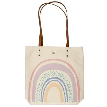 Cotton Canvas Book Bag Rainbow