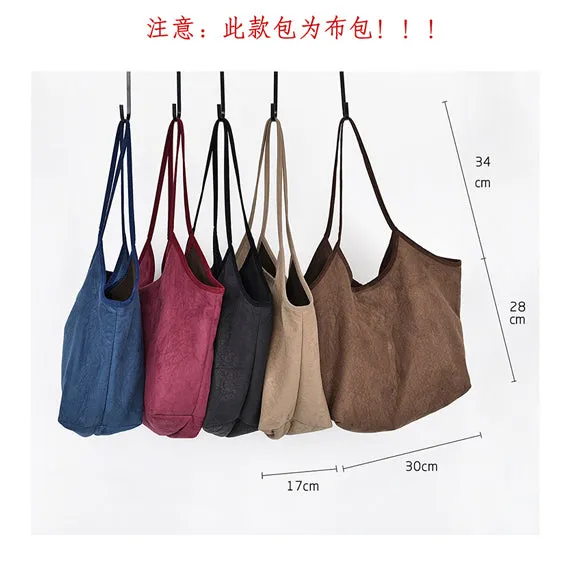 Cotton Women Backpack Shoulder Bag Simple Style