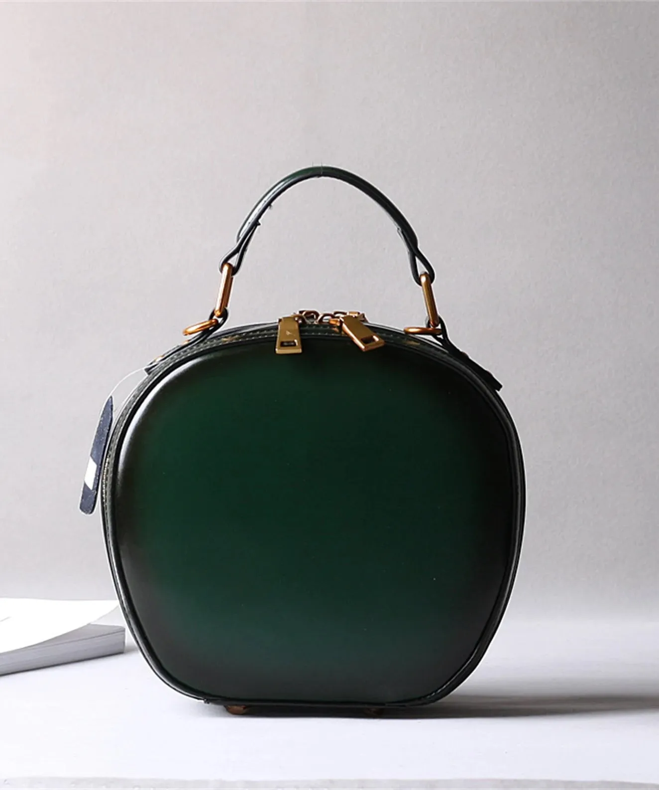 Cowhide Bags, Leather Women's Bags, Retro Bags, Shoulder Messenger Bags, Handbags, Fashionable Round Bags