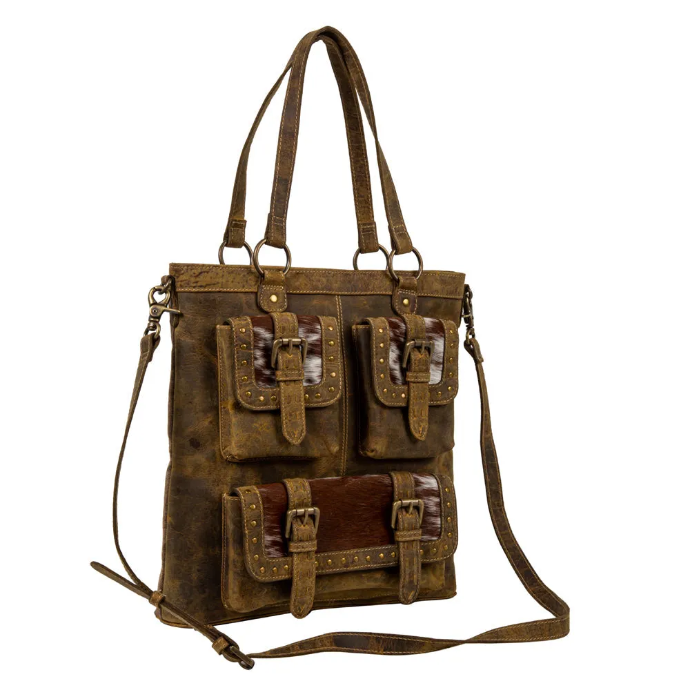 Cube Mesa Pouched Canvas Hairon Bag