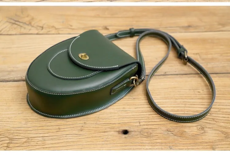 Cute Black LEATHER Saddle Side Bag WOMEN SHOULDER BAG Crossbody Saddle Purse FOR WOMEN