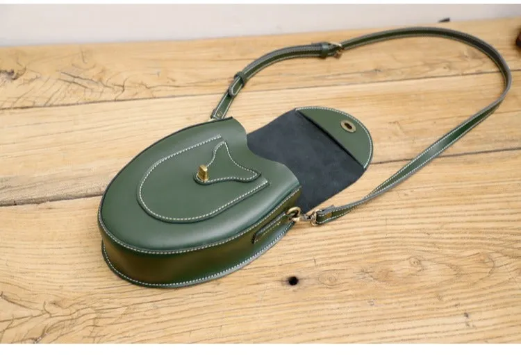 Cute Black LEATHER Saddle Side Bag WOMEN SHOULDER BAG Crossbody Saddle Purse FOR WOMEN