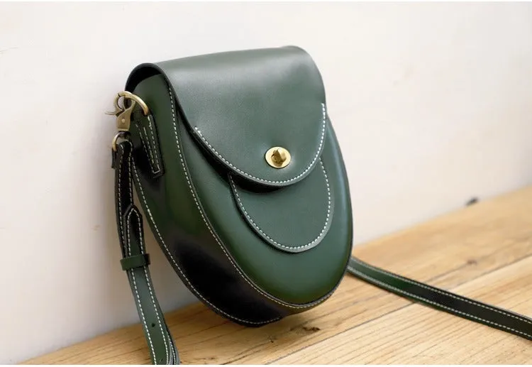 Cute Black LEATHER Saddle Side Bag WOMEN SHOULDER BAG Crossbody Saddle Purse FOR WOMEN