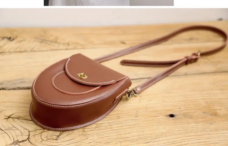 Cute Black LEATHER Saddle Side Bag WOMEN SHOULDER BAG Crossbody Saddle Purse FOR WOMEN