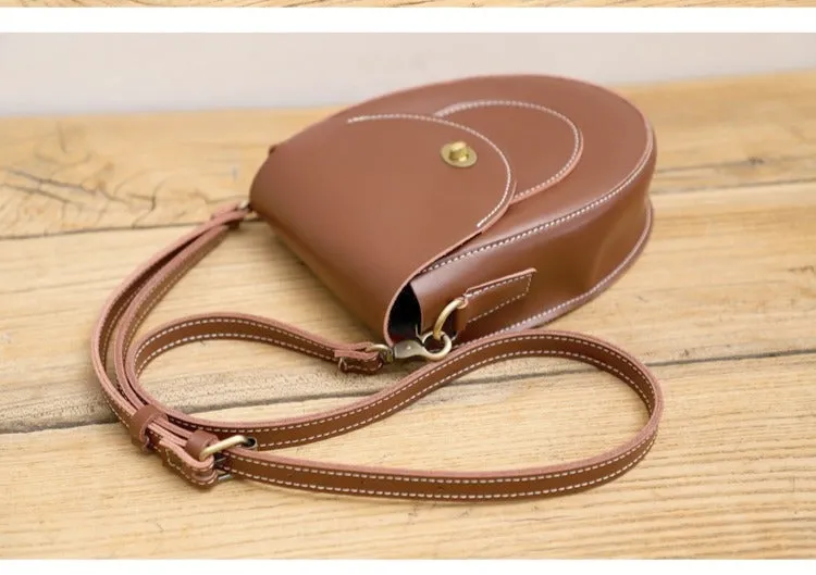 Cute Black LEATHER Saddle Side Bag WOMEN SHOULDER BAG Crossbody Saddle Purse FOR WOMEN