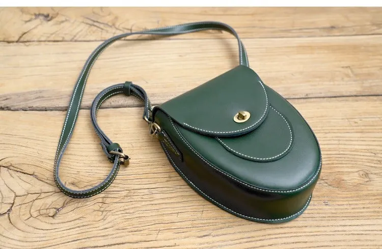 Cute Black LEATHER Saddle Side Bag WOMEN SHOULDER BAG Crossbody Saddle Purse FOR WOMEN