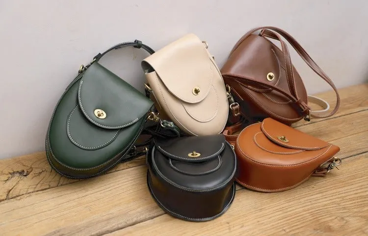 Cute Black LEATHER Saddle Side Bag WOMEN SHOULDER BAG Crossbody Saddle Purse FOR WOMEN