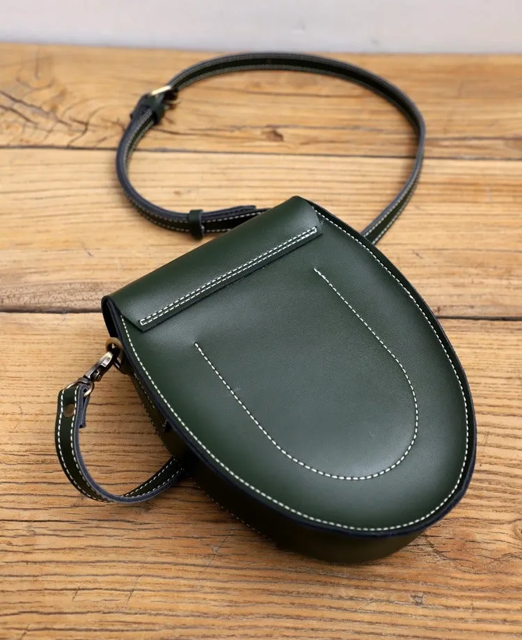 Cute Black LEATHER Saddle Side Bag WOMEN SHOULDER BAG Crossbody Saddle Purse FOR WOMEN