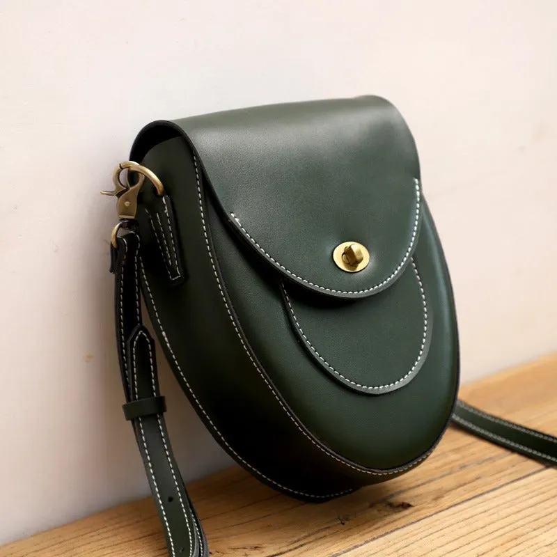 Cute Black LEATHER Saddle Side Bag WOMEN SHOULDER BAG Crossbody Saddle Purse FOR WOMEN