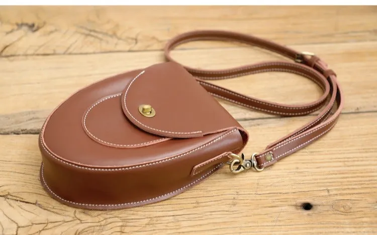 Cute Black LEATHER Saddle Side Bag WOMEN SHOULDER BAG Crossbody Saddle Purse FOR WOMEN