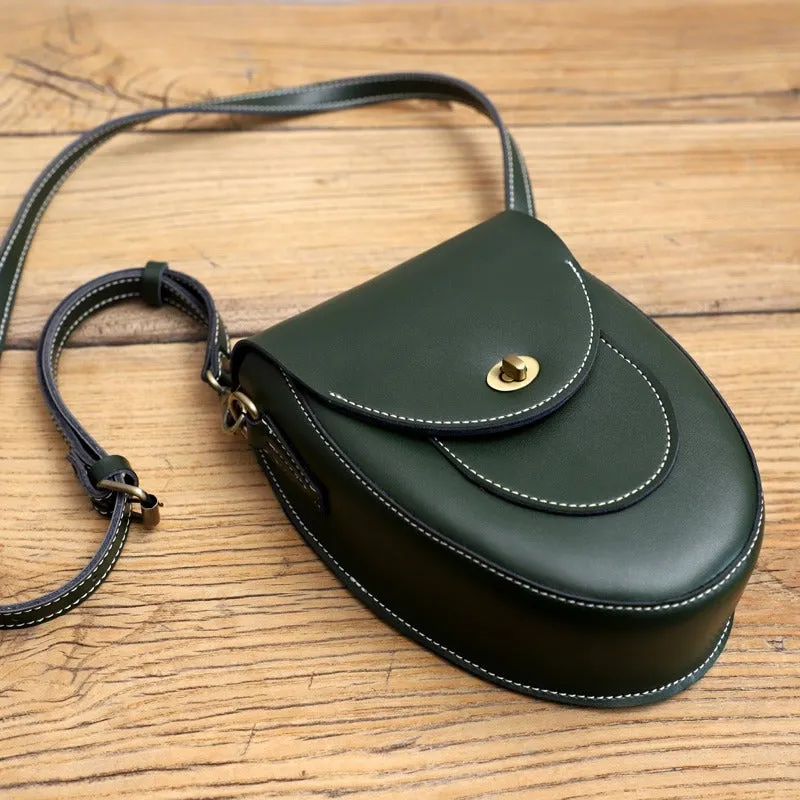 Cute Black LEATHER Saddle Side Bag WOMEN SHOULDER BAG Crossbody Saddle Purse FOR WOMEN