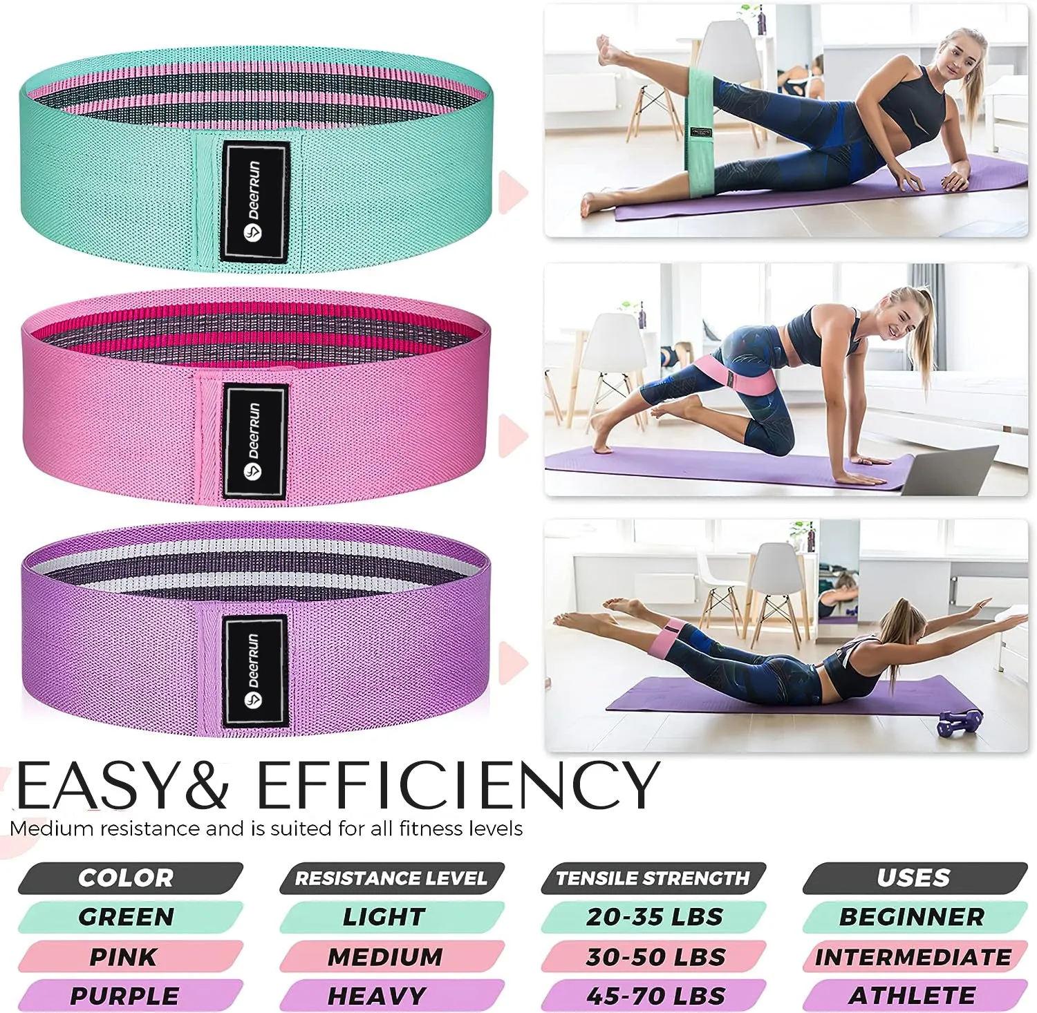 DeerRun® Resistance Bands, Pilates Flexbands