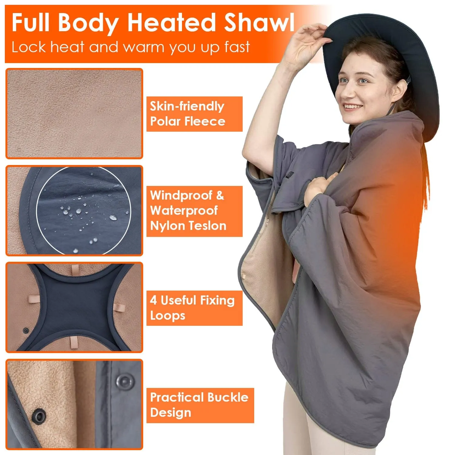 Electric Heated Throw Full Body Shawl