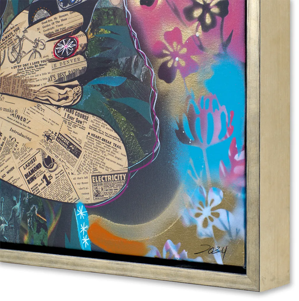 EMBELLISHED COSMIC BISON (MIDNIGHT) canvas print with float frame