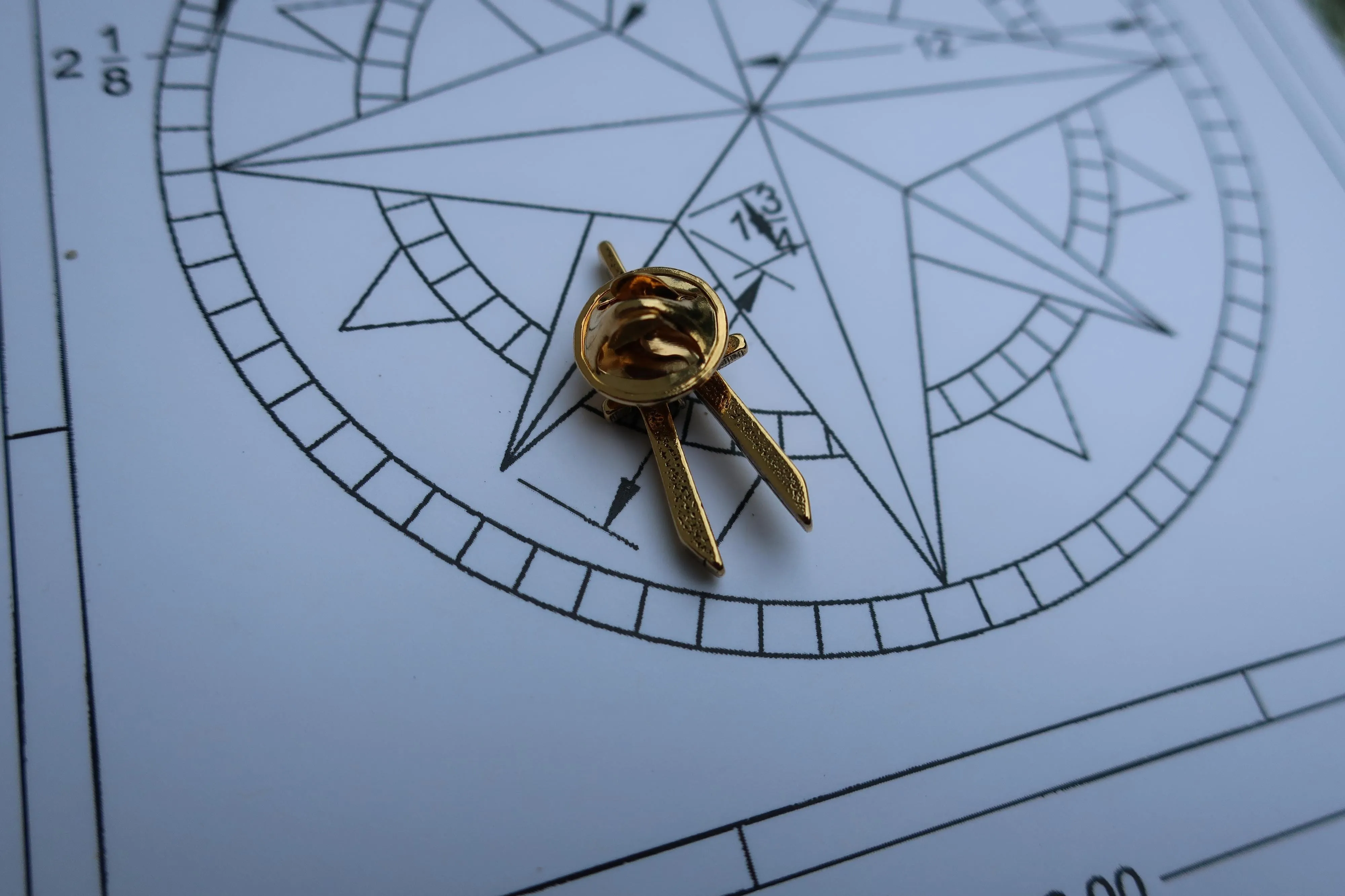 Engineering Compass Gold Lapel Pin