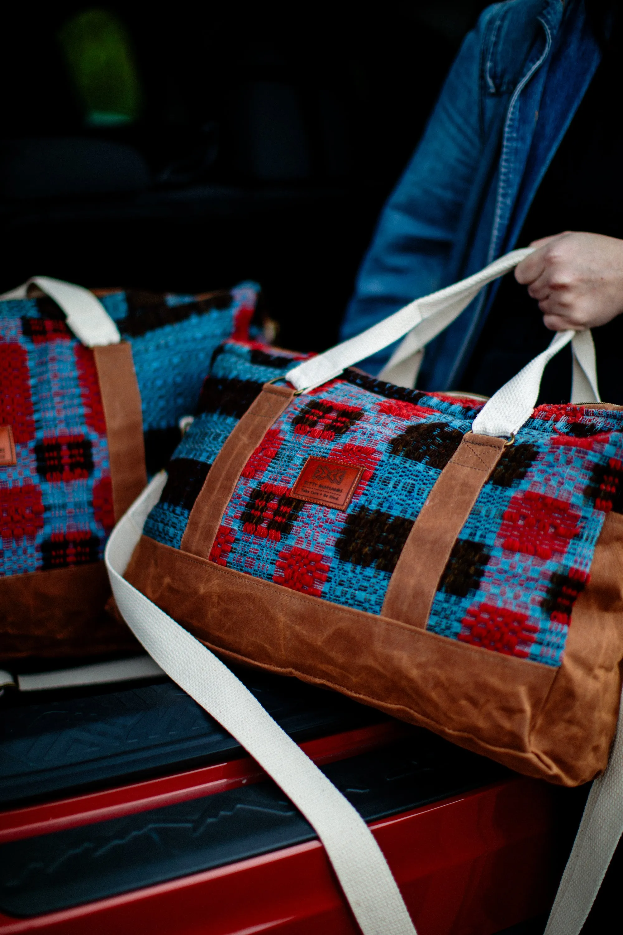 Faded Indigo & Cochineal Overnight Duffel