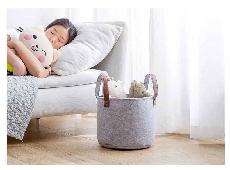 Felt Storage Basket -  Laundry Bag - Closet Toy Book Hamper - Shelf Box Organizer -  Living Room Bedroom Bathroom Toiletry Makeup Book Toy