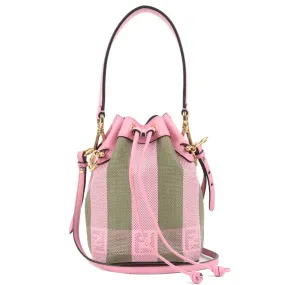 FENDI Pequin Raffia Leather Montresor Mini Bag Pink 8BS010